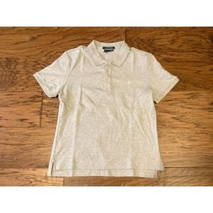 Lauren Ralph Lauren Women's Slim Fit Polo Shirt Gray Cotton Short Sleeve L